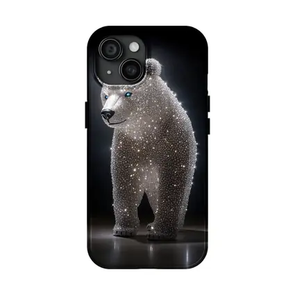 Crystal Diamond Bear Sculpture Dark Background