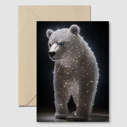 Crystal Diamond Bear Sculpture Dark Background