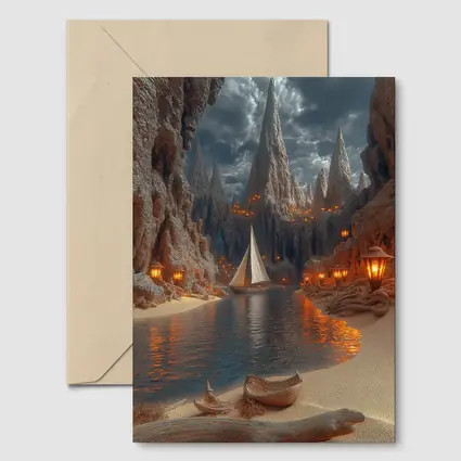 Sailboat Canyon Cove With Glowing Lanterns