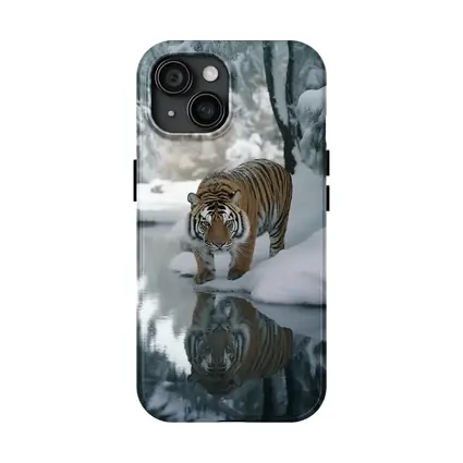 Amur Tiger Walking By Snowy Winter River