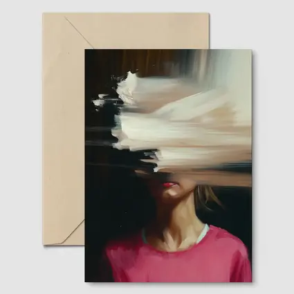 Abstract Glitch Portrait Woman Pink Shirt