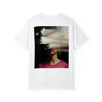 Abstract Glitch Portrait Woman Pink Shirt