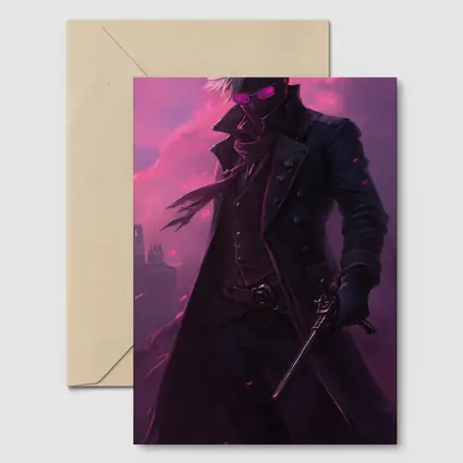 Anime Swordsman Dark Purple Cloudy Sky