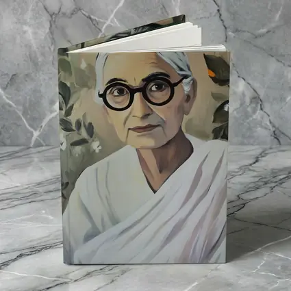 Elderly Indian Woman Portrait Floral Background Painting
