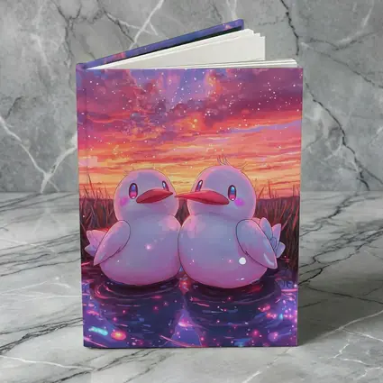 Cute Anime Ducks Sunset Sky Art