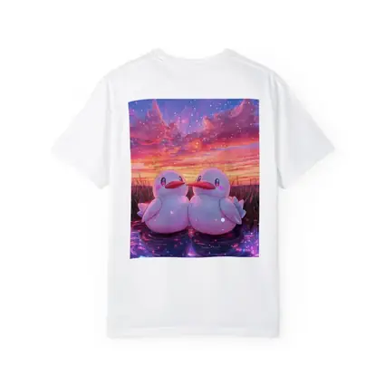 Cute Anime Ducks Sunset Sky Art