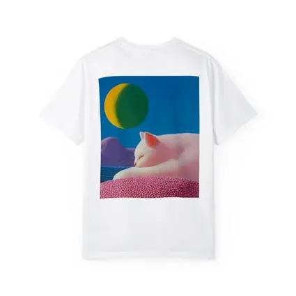 White Cat Sleeping Blue Sky Bold Art