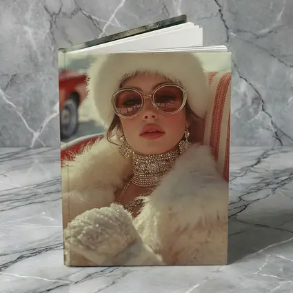 Glamorous Woman Fur Coat Winter Snow Setting