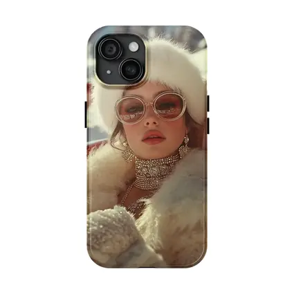 Glamorous Woman Fur Coat Winter Snow Setting