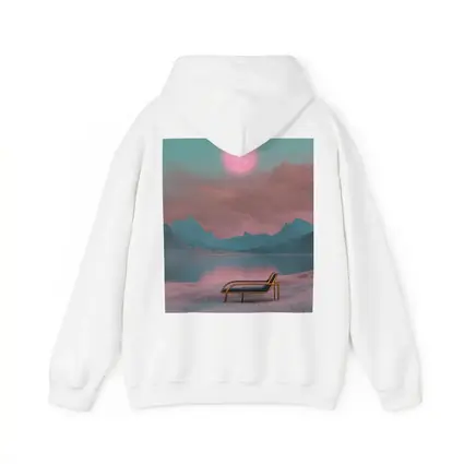 Surreal Pink Moon Mountains Lake Lounge Chair