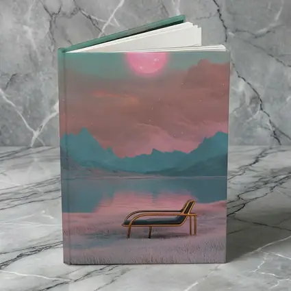 Surreal Pink Moon Mountains Lake Lounge Chair
