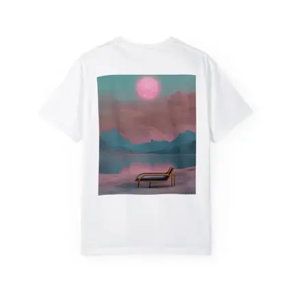 Surreal Pink Moon Mountains Lake Lounge Chair