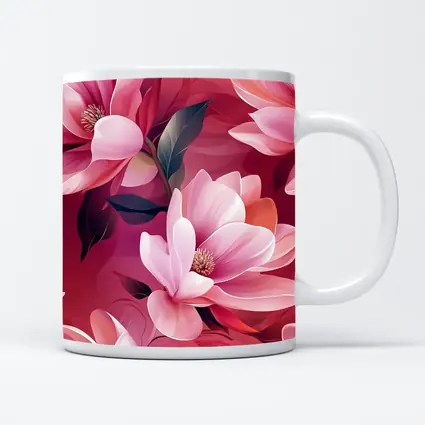 Pink Magnolia Flowers On Red Background