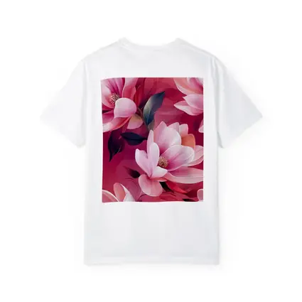 Pink Magnolia Flowers On Red Background