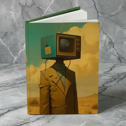Retro TV Head Man Desert Surreal Art