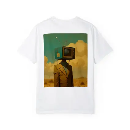 Retro TV Head Man Desert Surreal Art