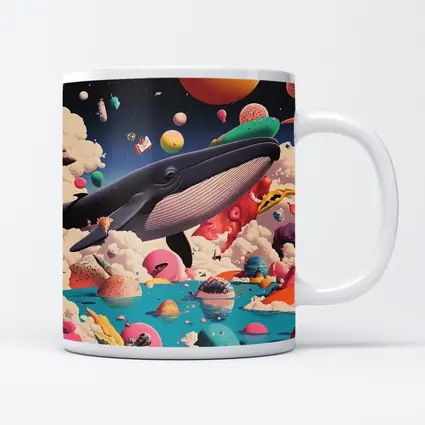 Blue Whale Flying Through Surreal Candy World