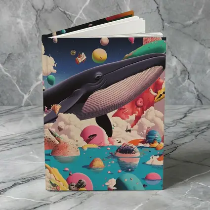 Blue Whale Flying Through Surreal Candy World