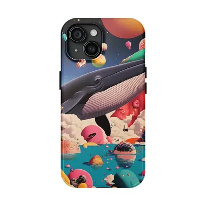 Blue Whale Flying Through Surreal Candy World