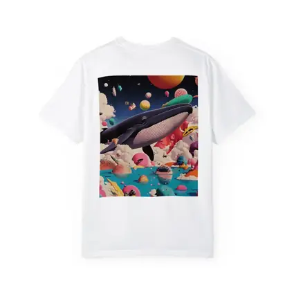 Blue Whale Flying Through Surreal Candy World