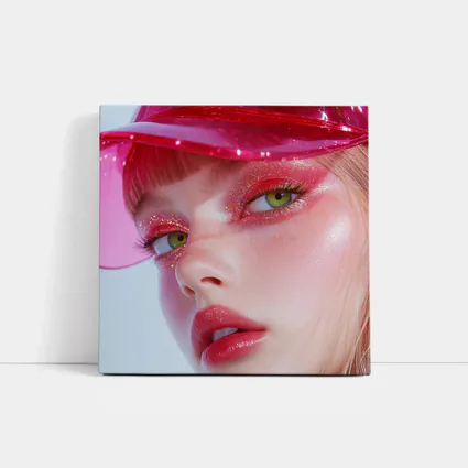 Pink Glitter Makeup Woman Glossy Cap