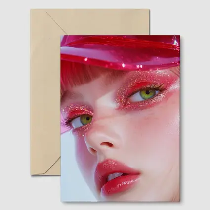 Pink Glitter Makeup Woman Glossy Cap