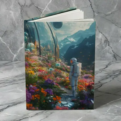 Astronaut Standing in Alien Flower Garden