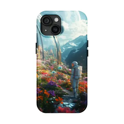 Astronaut Standing in Alien Flower Garden
