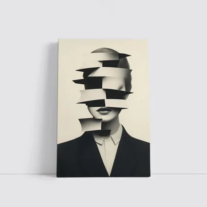 Black White Surreal Fragmented Woman Portrait Art