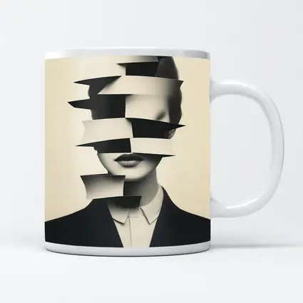 Black White Surreal Fragmented Woman Portrait Art