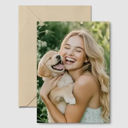 Young Woman Golden Retriever Puppy Garden