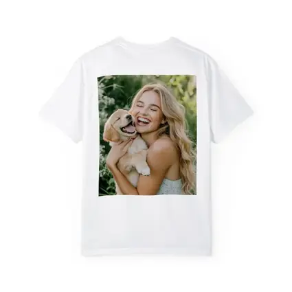 Young Woman Golden Retriever Puppy Garden