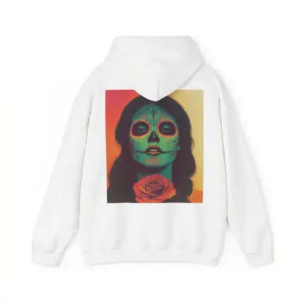 Sugar Skull Woman With Rose Orange Background