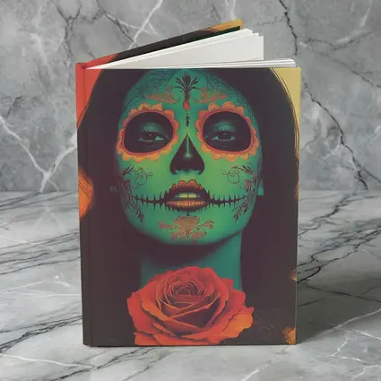 Sugar Skull Woman With Rose Orange Background