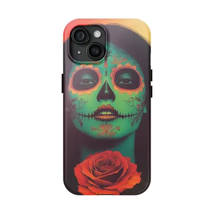 Sugar Skull Woman With Rose Orange Background