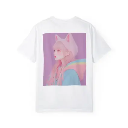 Pastel Anime Girl Cat Ears Purple Background