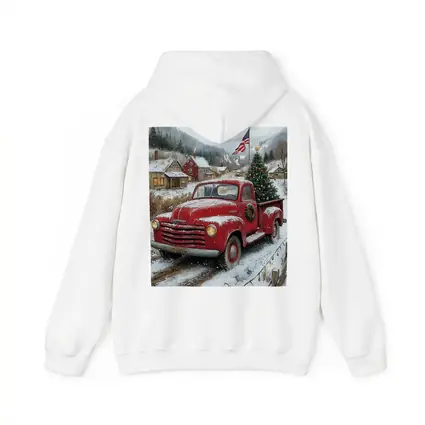 Red Chevrolet Truck Christmas Tree Snowy Village