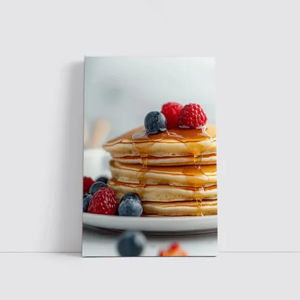 Fluffy Pancake Stack With Berries Syrup
