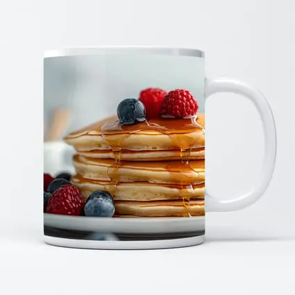Fluffy Pancake Stack With Berries Syrup