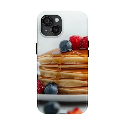 Fluffy Pancake Stack With Berries Syrup