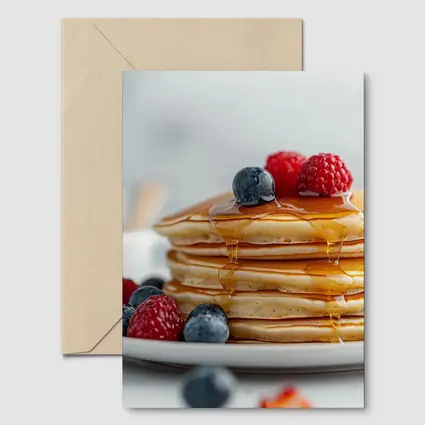 Fluffy Pancake Stack With Berries Syrup