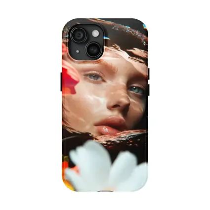 Woman Face Reflected Through Water With Flowers