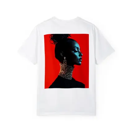 Black Fashion Portrait Woman Red Background