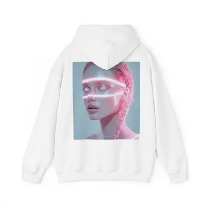 Neon Light Woman Portrait Pink Braids