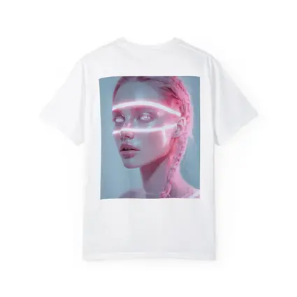 Neon Light Woman Portrait Pink Braids