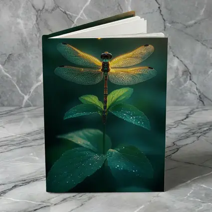 Glowing Dragonfly Perched On Green Plant