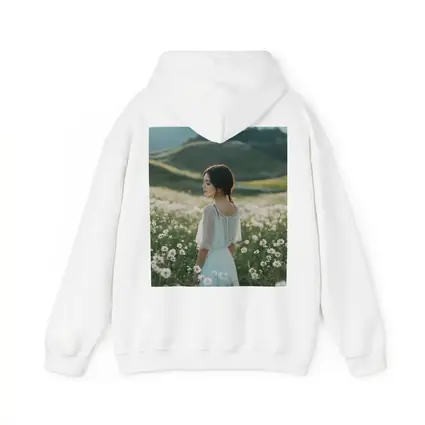 Woman White Dress Daisy Flower Field Hills