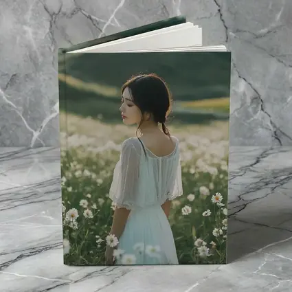 Woman White Dress Daisy Flower Field Hills