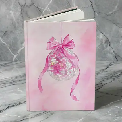 Pink Disco Ball Bow Watercolor Art
