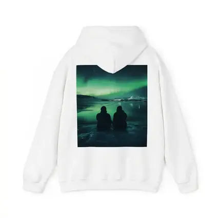 Two Silhouettes Watching Northern Lights Iceland